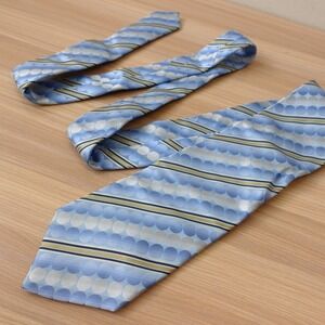 Polka Dot Tie Mens SERICA Blue Jacquard Stripe Italian Silk Designer Slate ITALY